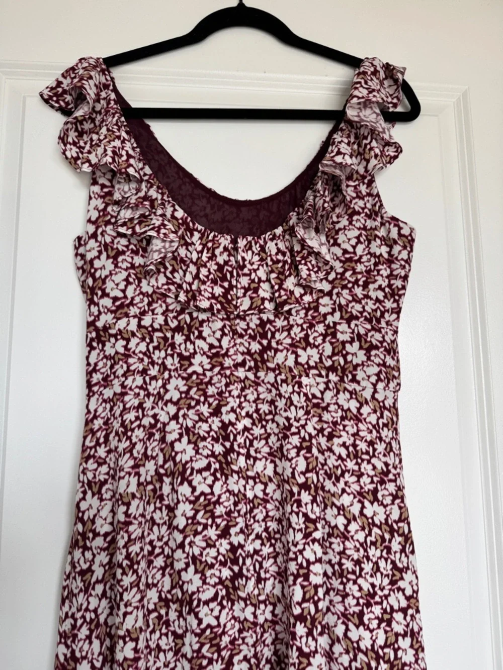 NWOT! MADEWELL Ruffled Scoopneck Maxi Dress Emma Floral Burgundy Size 4 🌸 - Picture 9 of 15